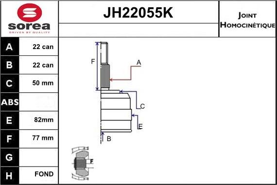 Sera JH22055K - Шарнирный комплект, ШРУС, приводной вал autosila-amz.com