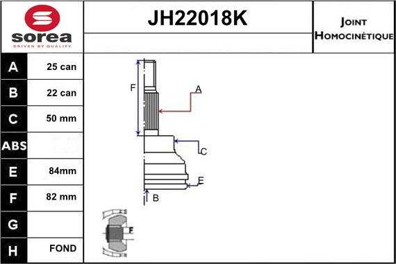 Sera JH22018K - Шарнирный комплект, ШРУС, приводной вал autosila-amz.com