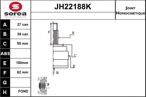 Sera JH22188K - Шарнирный комплект, ШРУС, приводной вал autosila-amz.com