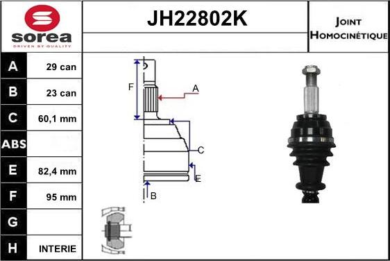 Sera JH22802K - Шарнирный комплект, ШРУС, приводной вал autosila-amz.com
