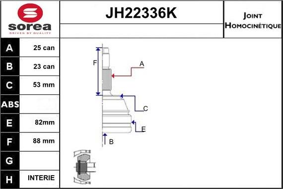 Sera JH22336K - Шарнирный комплект, ШРУС, приводной вал autosila-amz.com