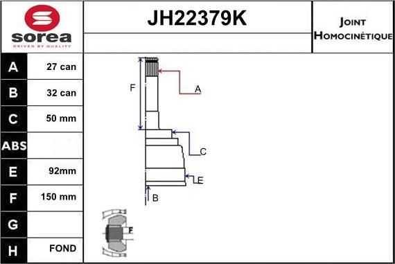 Sera JH22379K - Шарнирный комплект, ШРУС, приводной вал autosila-amz.com