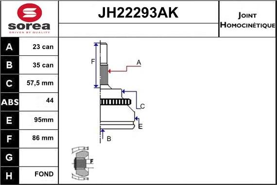 Sera JH22293AK - Шарнирный комплект, ШРУС, приводной вал autosila-amz.com