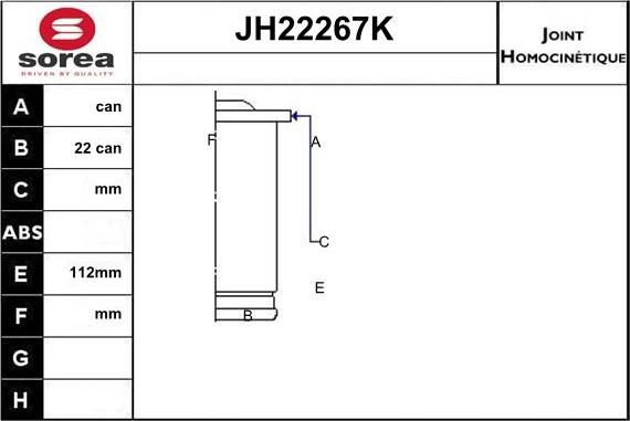 Sera JH22267K - Шарнирный комплект, ШРУС, приводной вал autosila-amz.com