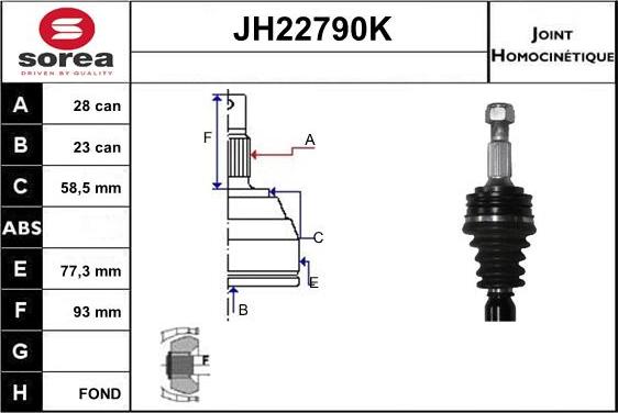 Sera JH22790K - Шарнирный комплект, ШРУС, приводной вал autosila-amz.com