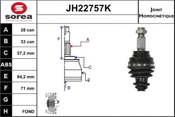 Sera JH22757K - Шарнирный комплект, ШРУС, приводной вал autosila-amz.com