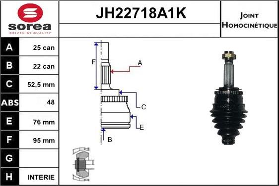 Sera JH22718A1K - Шарнирный комплект, ШРУС, приводной вал autosila-amz.com