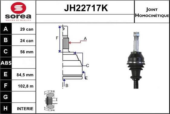 Sera JH22717K - Шарнирный комплект, ШРУС, приводной вал autosila-amz.com