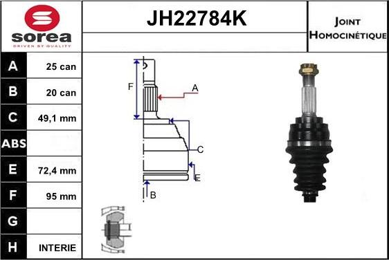 Sera JH22784K - Шарнирный комплект, ШРУС, приводной вал autosila-amz.com