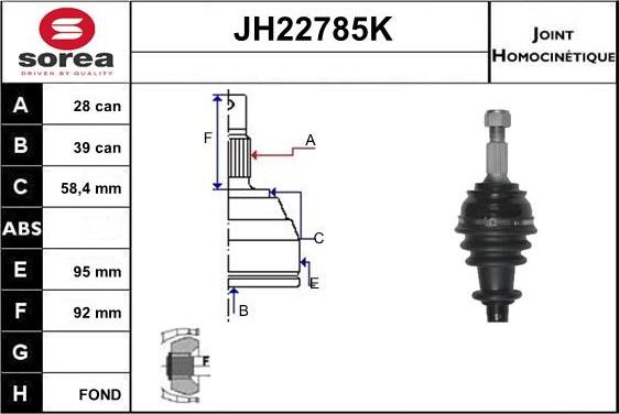 Sera JH22785K - Шарнирный комплект, ШРУС, приводной вал autosila-amz.com