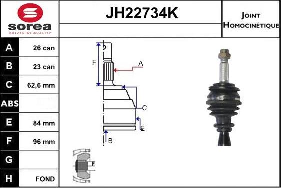 Sera JH22734K - Шарнирный комплект, ШРУС, приводной вал autosila-amz.com