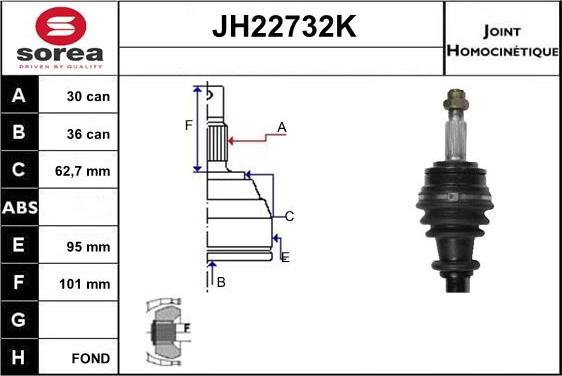 Sera JH22732K - Шарнирный комплект, ШРУС, приводной вал autosila-amz.com
