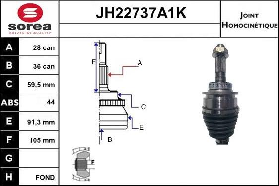 Sera JH22737A1K - Шарнирный комплект, ШРУС, приводной вал autosila-amz.com