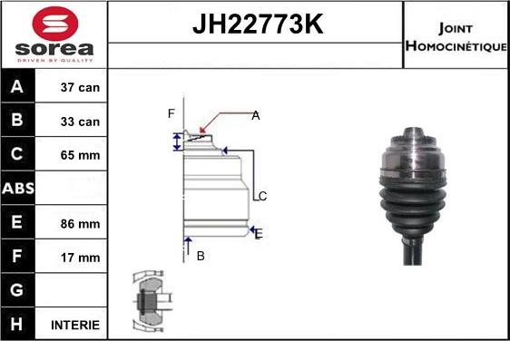 Sera JH22773K - Шарнирный комплект, ШРУС, приводной вал autosila-amz.com