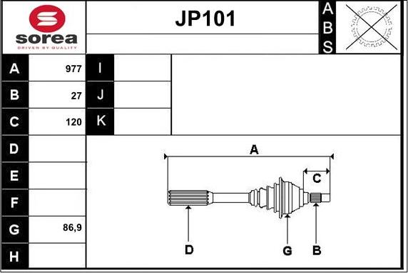 Sera JP101 - Приводной вал autosila-amz.com