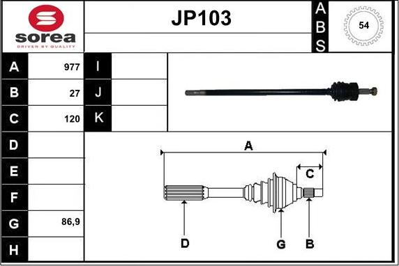 Sera JP103 - Приводной вал autosila-amz.com