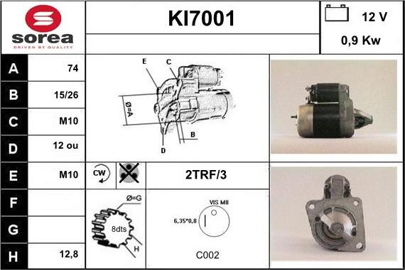 Sera KI7001 - Стартер autosila-amz.com