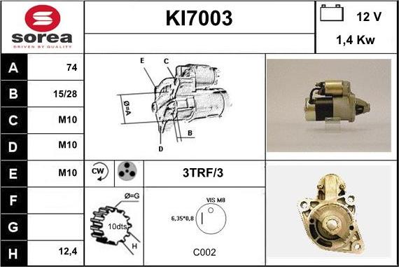 Sera KI7003 - Стартер autosila-amz.com