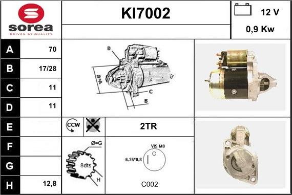 Sera KI7002 - Стартер autosila-amz.com