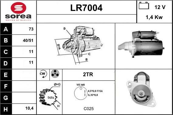 Sera LR7004 - Стартер autosila-amz.com