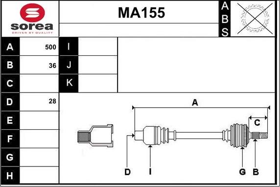 Sera MA155 - Приводной вал autosila-amz.com