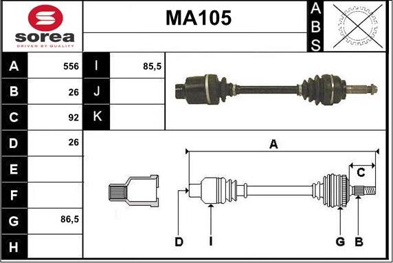 Sera MA105 - Приводной вал autosila-amz.com