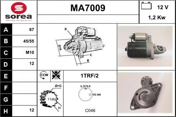 Sera MA7009 - Стартер autosila-amz.com