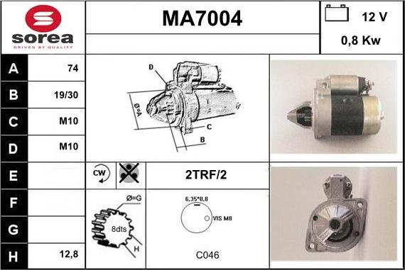 Sera MA7004 - Стартер autosila-amz.com