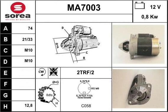 Sera MA7003 - Стартер autosila-amz.com