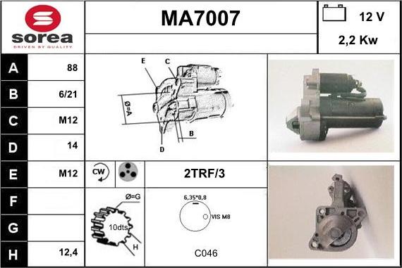 Sera MA7007 - Стартер autosila-amz.com