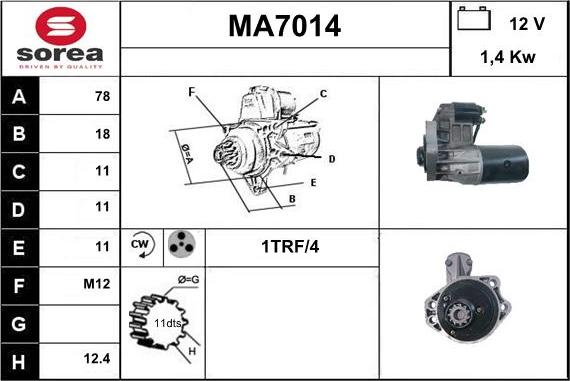 Sera MA7014 - Стартер autosila-amz.com