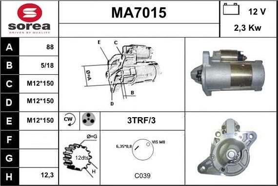 Sera MA7015 - Стартер autosila-amz.com