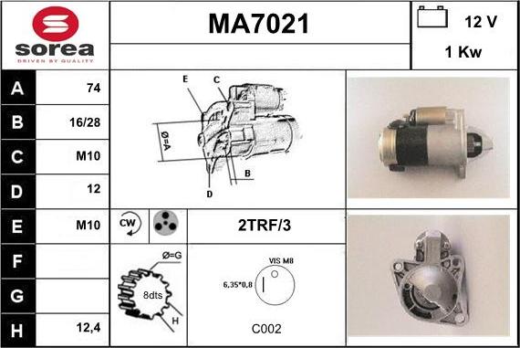 Sera MA7021 - Стартер autosila-amz.com