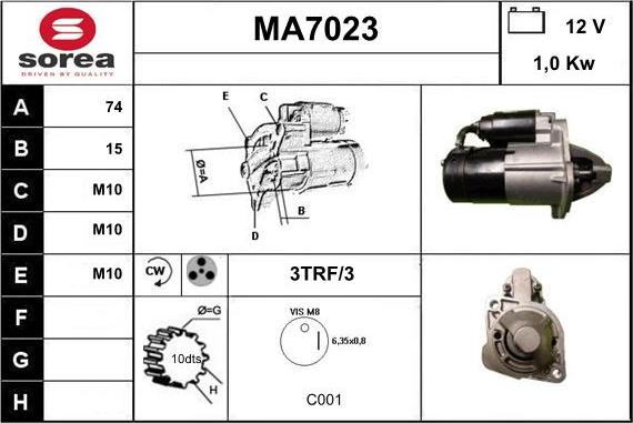 Sera MA7023 - Стартер autosila-amz.com