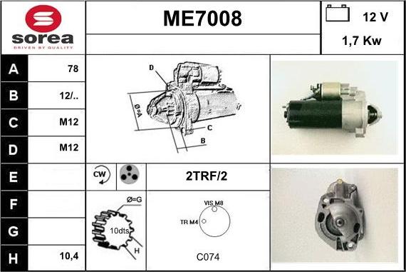 Sera ME7008 - Стартер autosila-amz.com