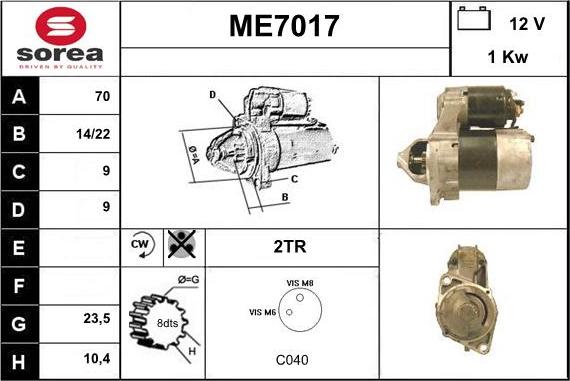 Sera ME7017 - Стартер autosila-amz.com