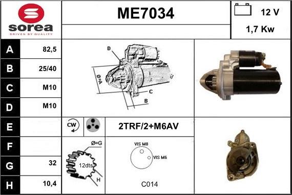 Sera ME7034 - Стартер autosila-amz.com