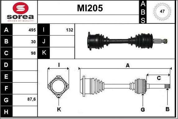 Sera MI205 - Приводной вал autosila-amz.com