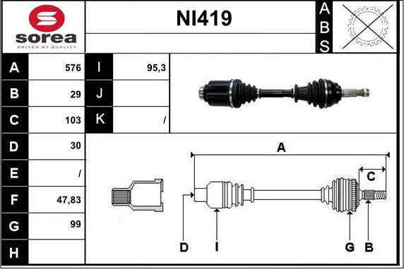 Sera NI419 - Приводной вал autosila-amz.com