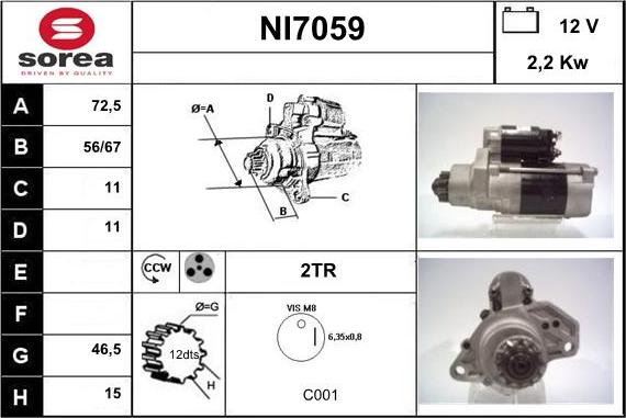 Sera NI7059 - Стартер autosila-amz.com