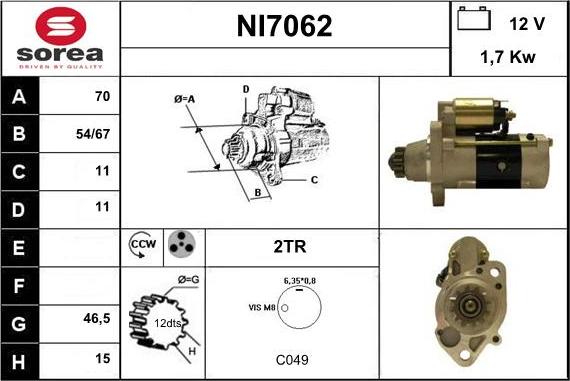 Sera NI7062 - Стартер autosila-amz.com