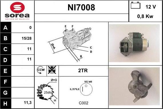 Sera NI7008 - Стартер autosila-amz.com