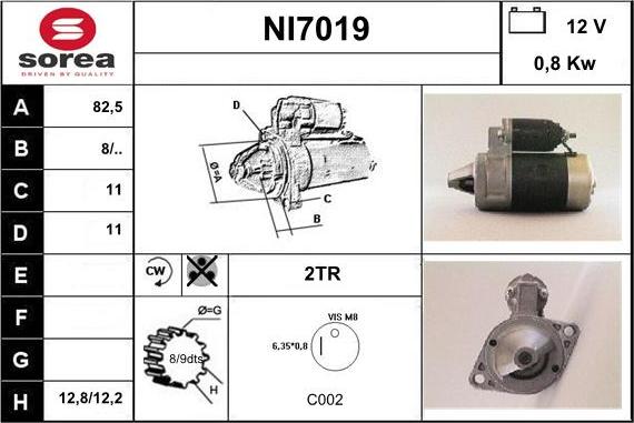 Sera NI7019 - Стартер autosila-amz.com