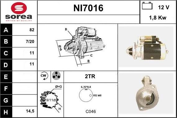 Sera NI7016 - Стартер autosila-amz.com