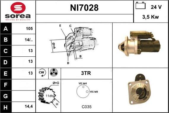 Sera NI7028 - Стартер autosila-amz.com