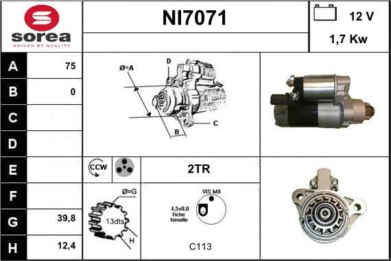 Sera NI7071 - Стартер autosila-amz.com