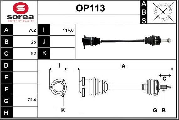 Sera OP113 - Приводной вал autosila-amz.com