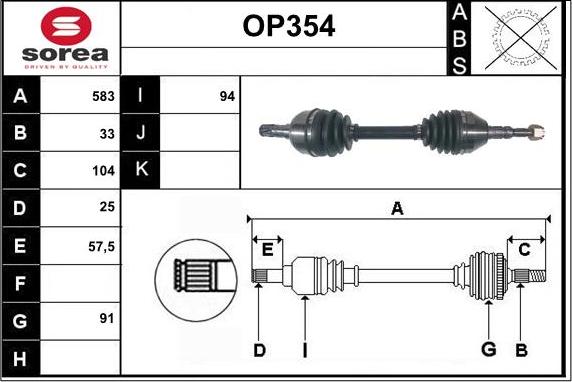 Sera OP354 - Приводной вал autosila-amz.com