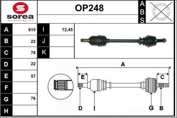 Sera OP248 - Приводной вал autosila-amz.com