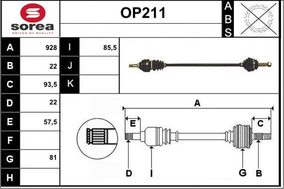 Sera OP211 - Приводной вал autosila-amz.com